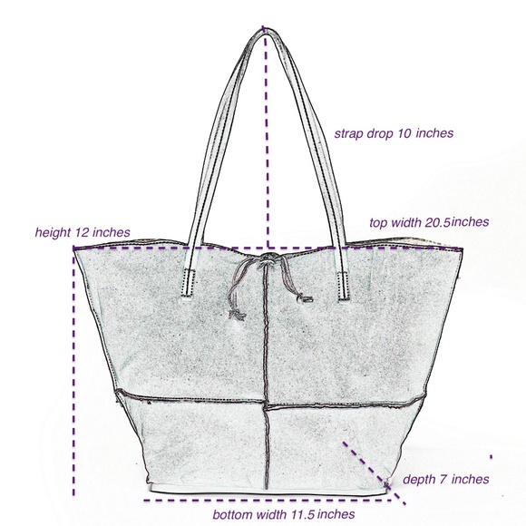 CRISTINA Suede Tote Bag with Shearling Trim and Lining Made in Italy - Picture 2 of 9